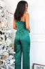 Know Your Worth Satin Jumpsuit: Emerald sold by Bella and Bloom