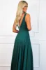 Remi Satin V-Neck Slit Formal Dress: Emerald sold by Bella and Bloom