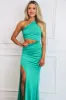 Ava Cutout One Shoulder Maxi Dress: Jade Green SOLID sold by Bella and Bloom