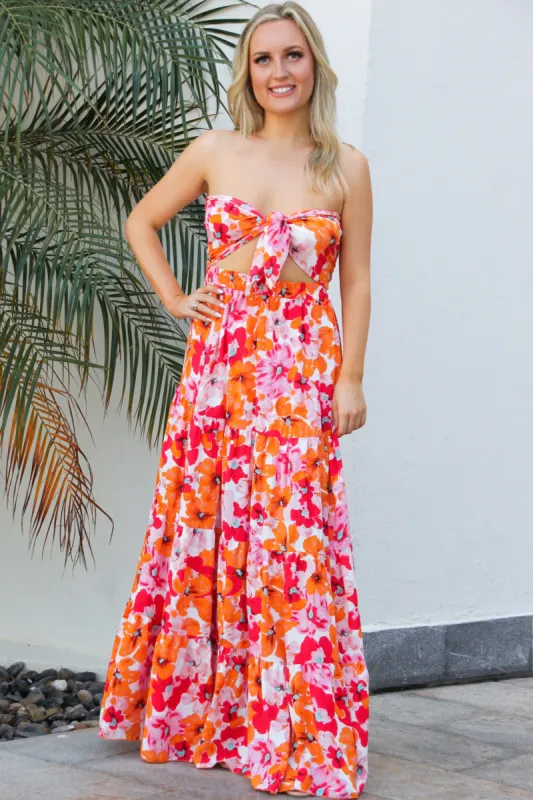 Meet Me at Sunset Two Piece Set: Fuchsia/Orange Multi sold by Bella and Bloom