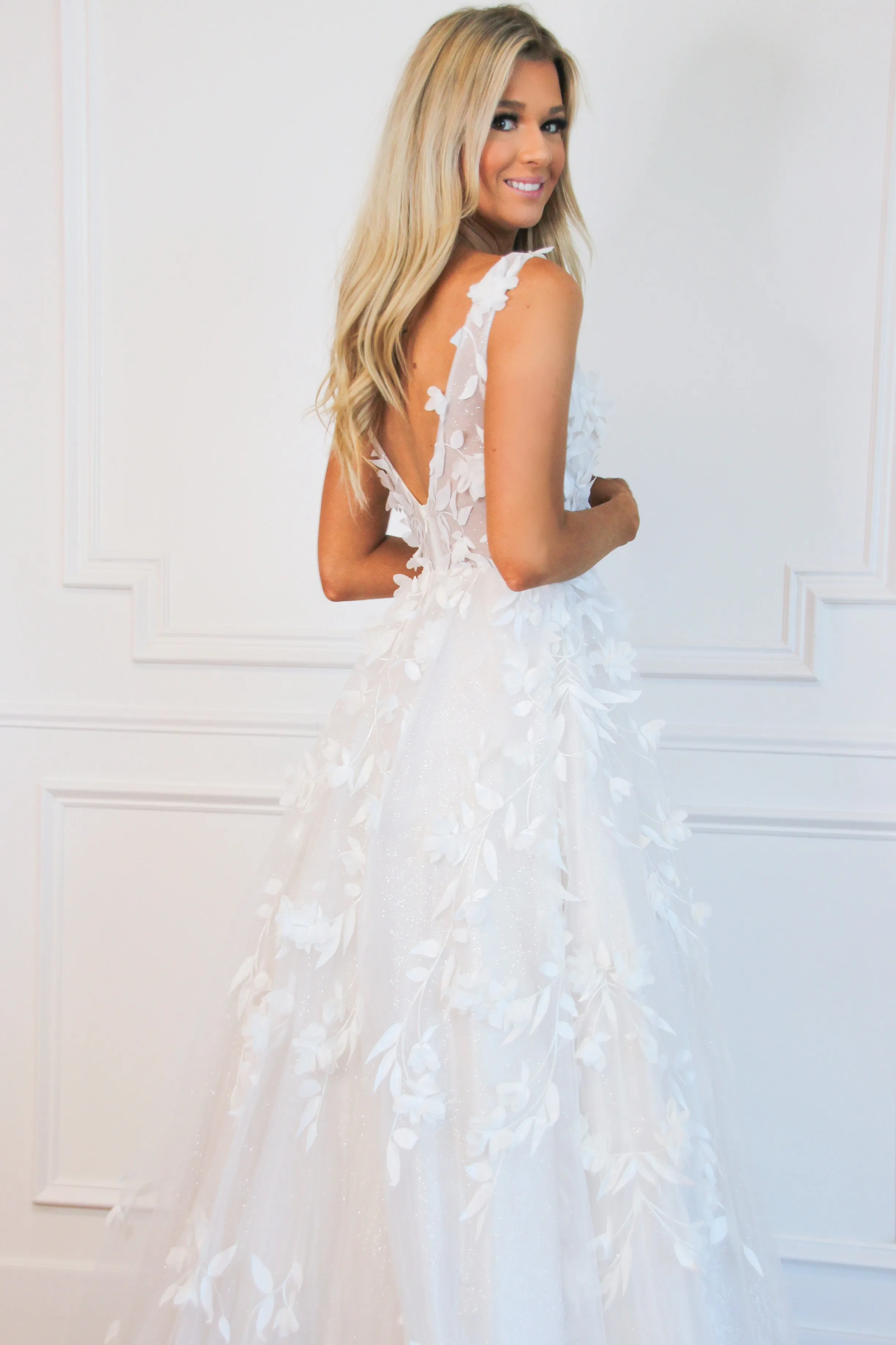 Liza Floral Applique Wedding Dress: Off White sold by Bella and Bloom product image thumbnail 3