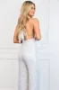 Made to Shine Sequin Cowl Neck Jumpsuit: White/Silver sold by Bella and Bloom