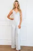 Made to Shine Sequin Cowl Neck Jumpsuit: White/Silver sold by Bella and Bloom
