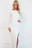 Bright Eyes Rhinestone Slit Maxi Dress: White sold by Bella and Bloom