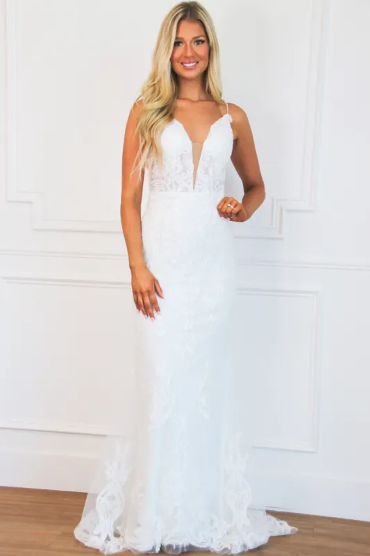 Melania Lace Wedding Dress: White sold by Bella and Bloom