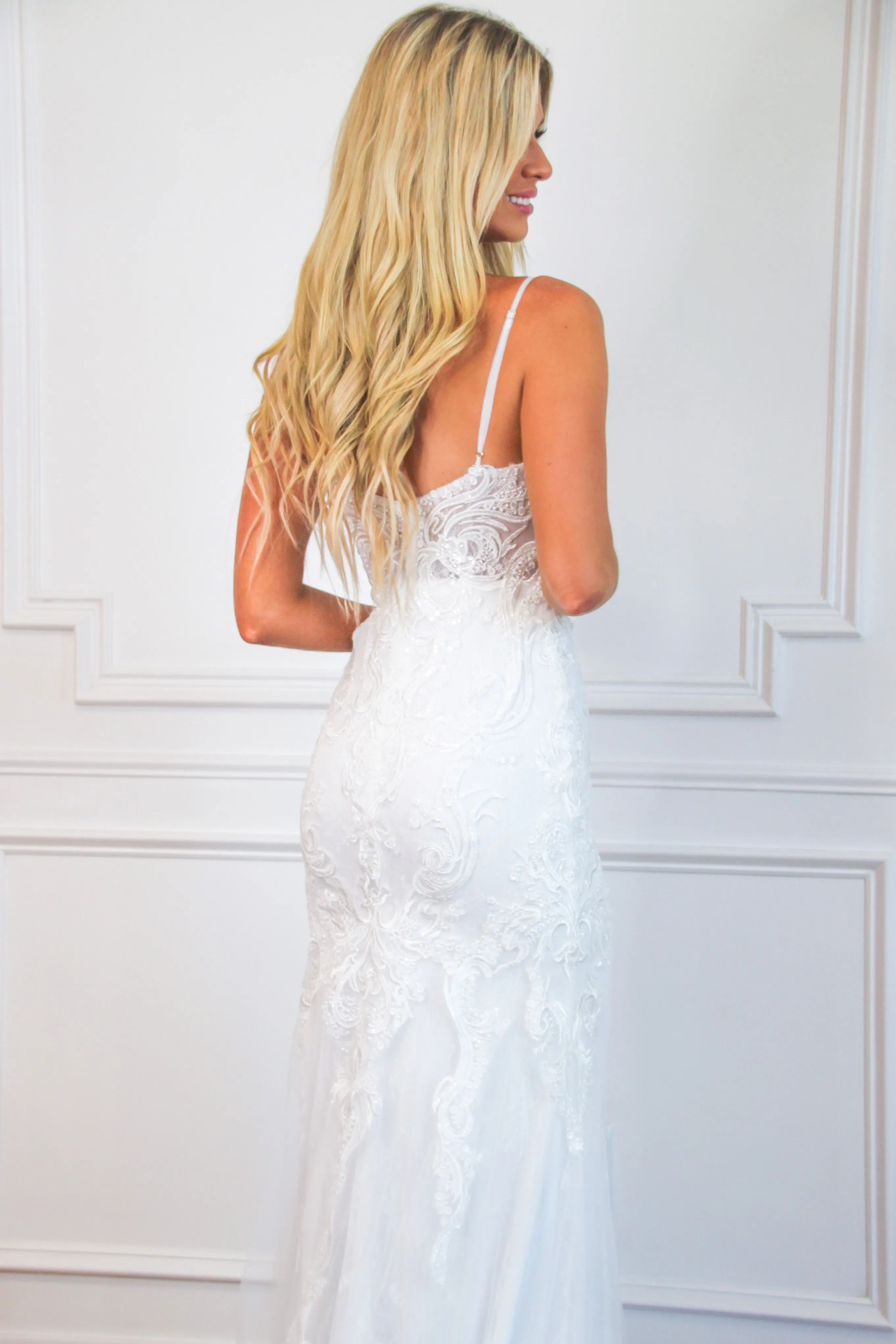 Melania Lace Wedding Dress: White sold by Bella and Bloom product image thumbnail 3