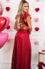 Katina Cutout Pleated Maxi Dress: Burgundy sold by Bella and Bloom