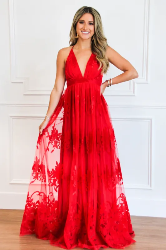 Here Comes the Bride Maxi Dress: Red sold by Bella and Bloom