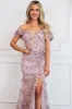 Liliana Floral Applique Formal Dress: Mauve sold by Bella and Bloom