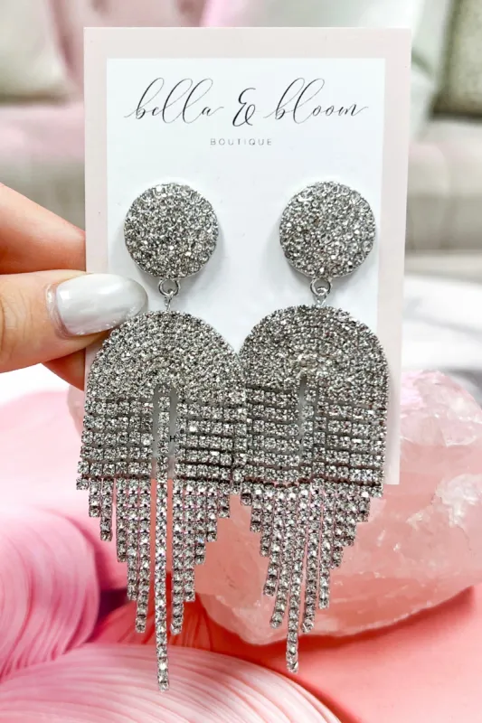 Dripping in Diamonds Earrings: Silver sold by Bella and Bloom