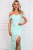 Harper Sequin Off Shoulder Bustier Maxi Dress: Mint sold by Bella and Bloom