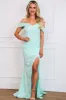 Harper Sequin Off Shoulder Bustier Maxi Dress: Mint sold by Bella and Bloom