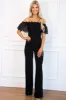 Own the Room Off Shoulder Jumpsuit: Black sold by Bella and Bloom