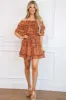 Fall Sweetness Off Shoulder Floral Dress: Orange Multi sold by Bella and Bloom