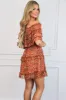 Fall Sweetness Off Shoulder Floral Dress: Orange Multi sold by Bella and Bloom