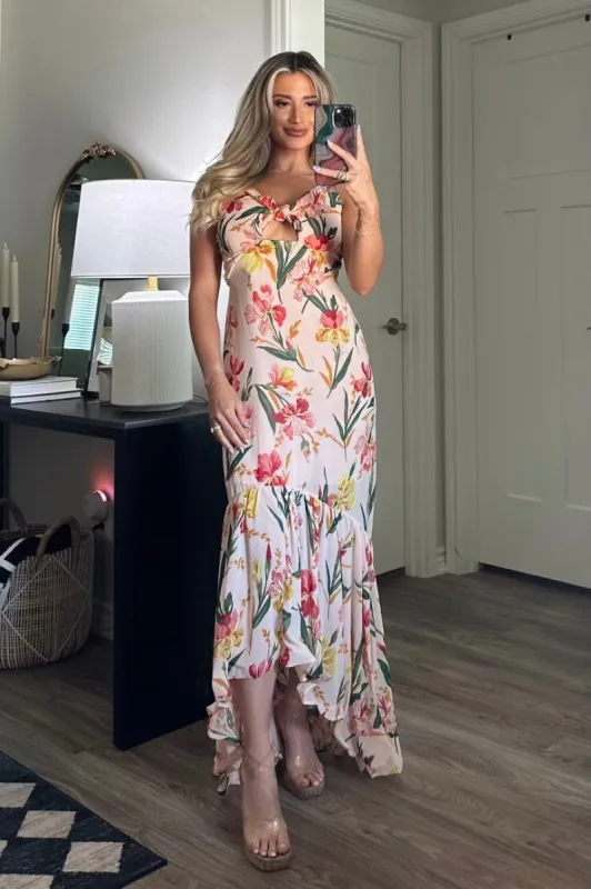 Summer Dream Maxi Dress: Peach Multi sold by Bella and Bloom