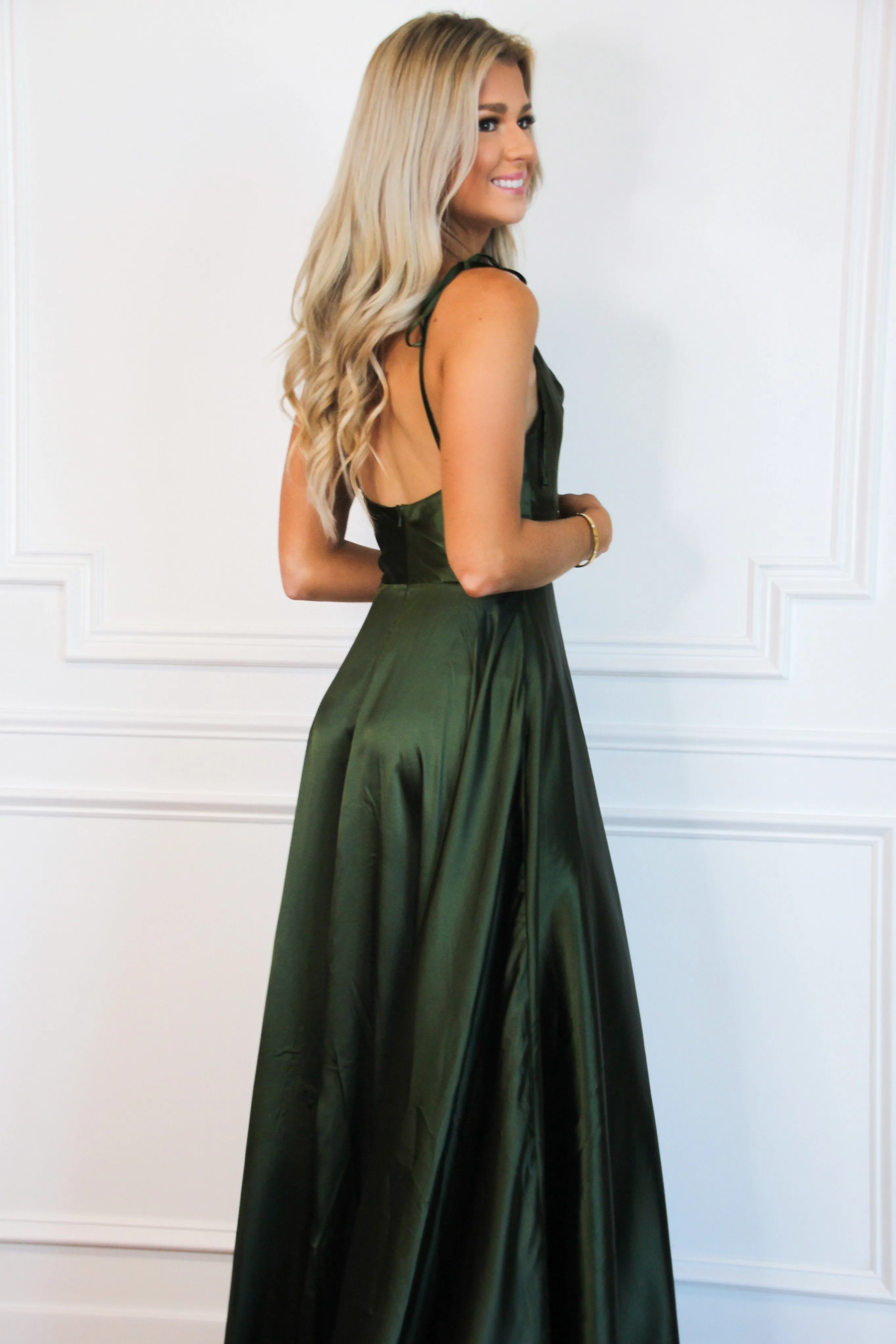 Tonight's the Night Satin Formal Dress: Olive sold by Bella and Bloom product image thumbnail 3