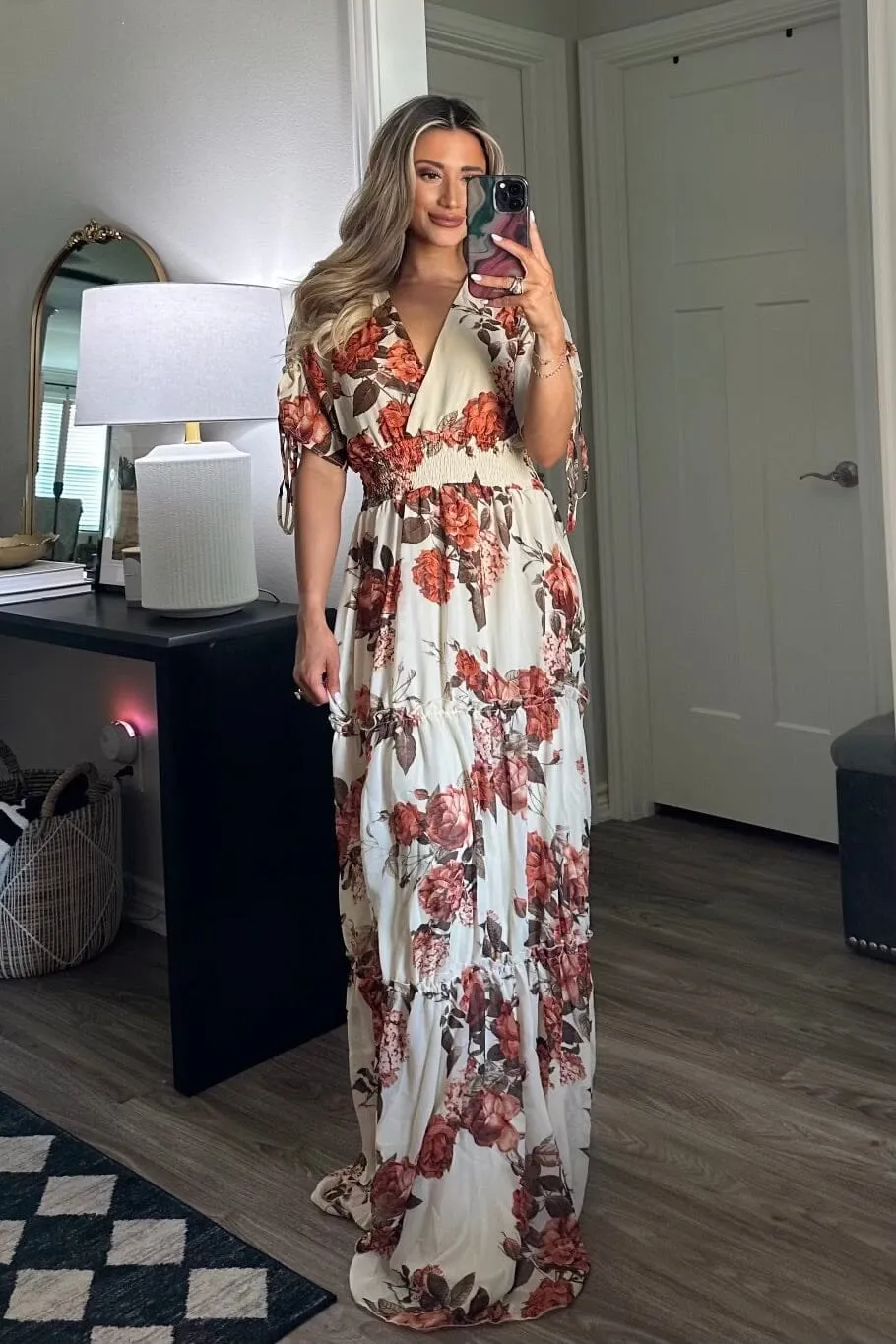 Fall Florals Maxi Dress: Cream Multi sold by Bella and Bloom
