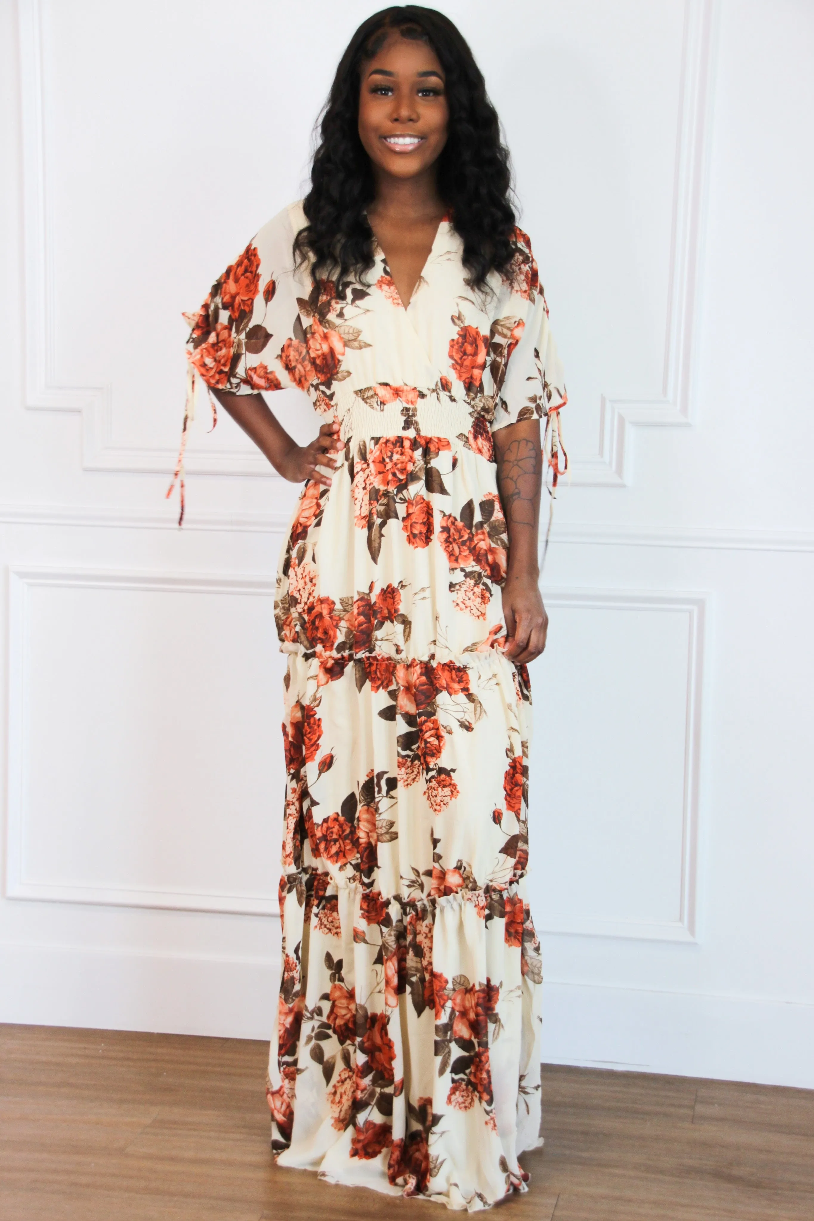 Fall Florals Maxi Dress: Cream Multi sold by Bella and Bloom product image thumbnail 2