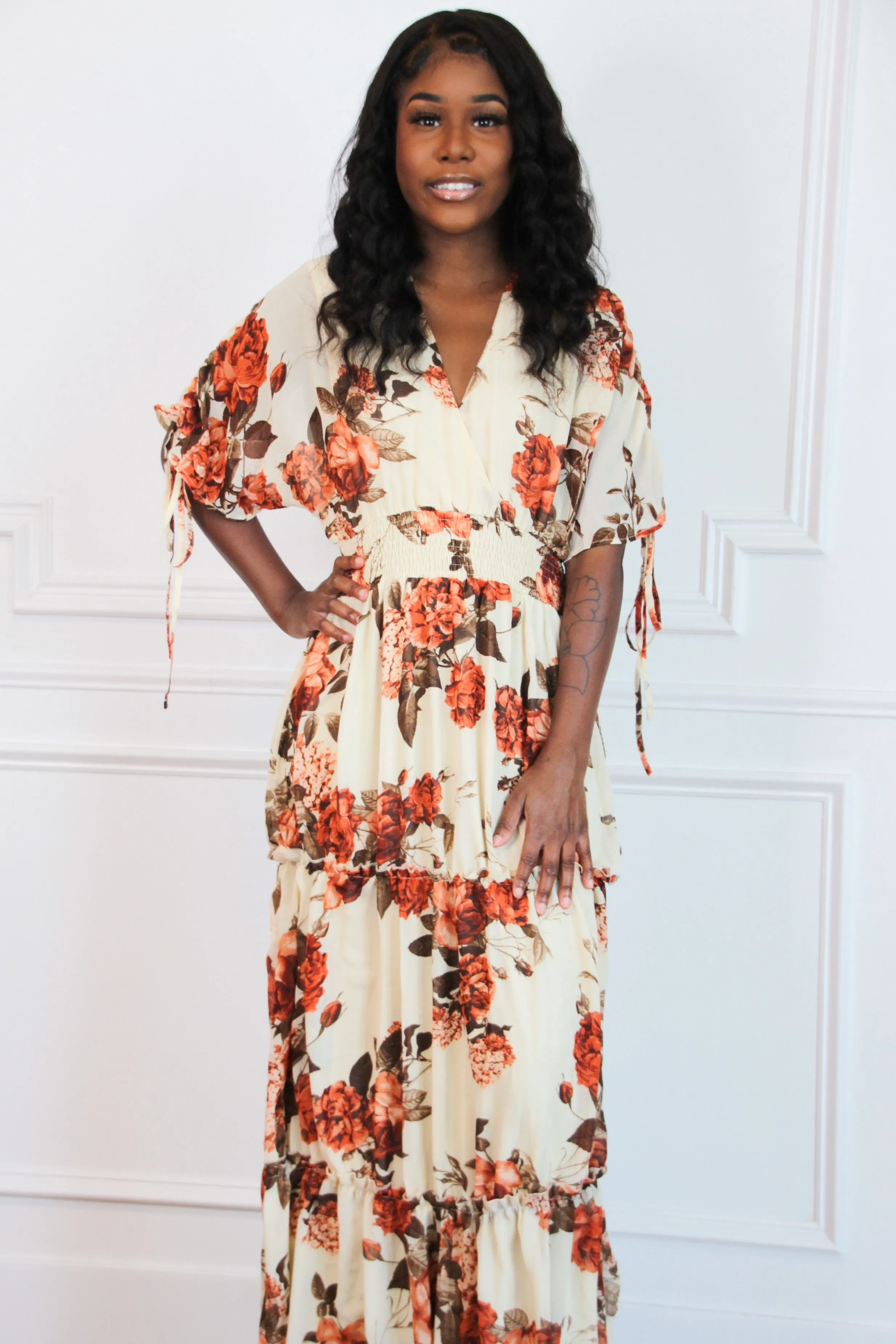 Fall Florals Maxi Dress: Cream Multi sold by Bella and Bloom product image thumbnail 3