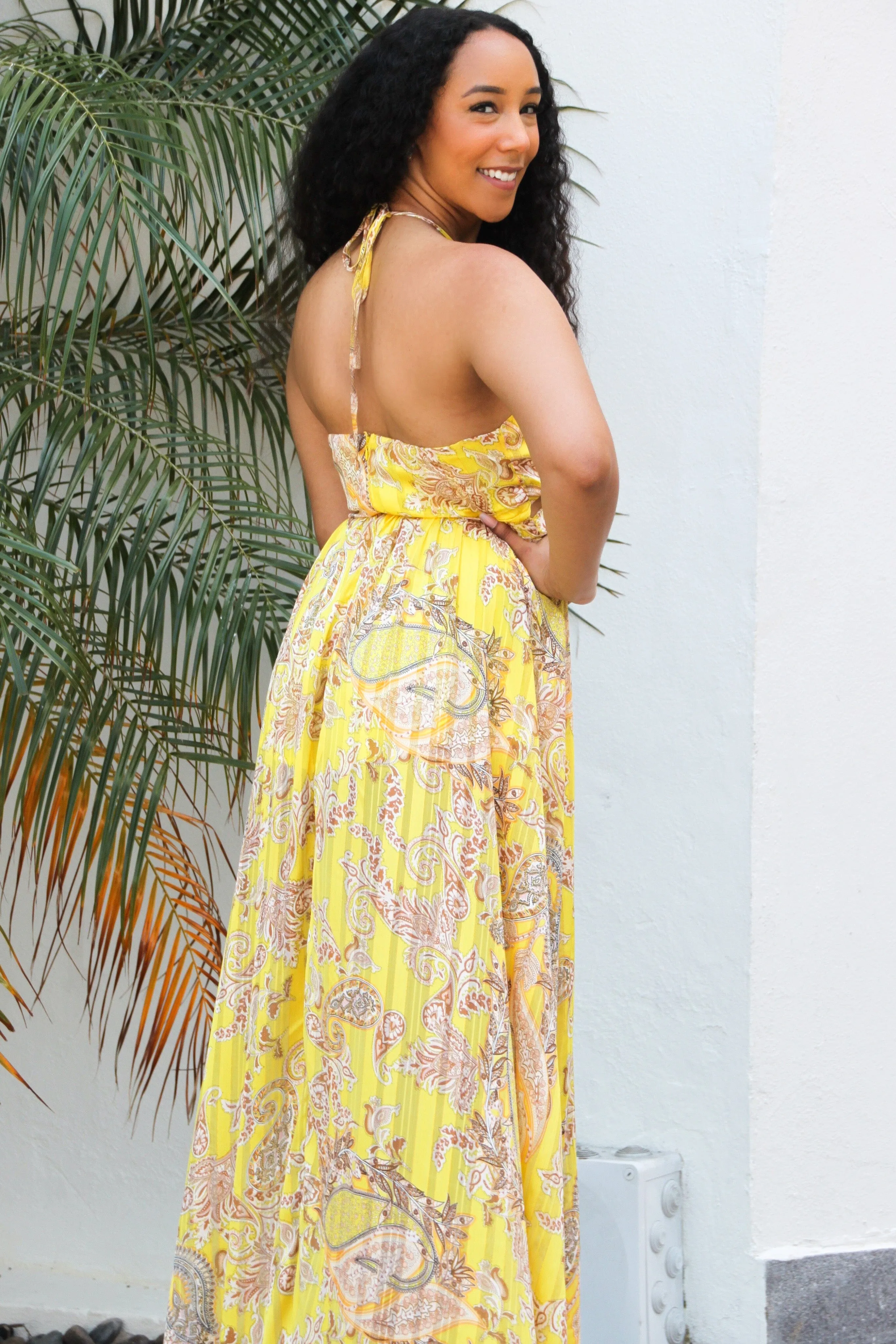 Bring on the Sunshine Cutout Maxi Dress: Yellow Multi sold by Bella and Bloom product image thumbnail 4