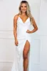 She's a Gem Satin Cowl Neck Formal Dress: White sold by Bella and Bloom
