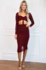 Walk on By Two Piece Set: Burgundy sold by Bella and Bloom