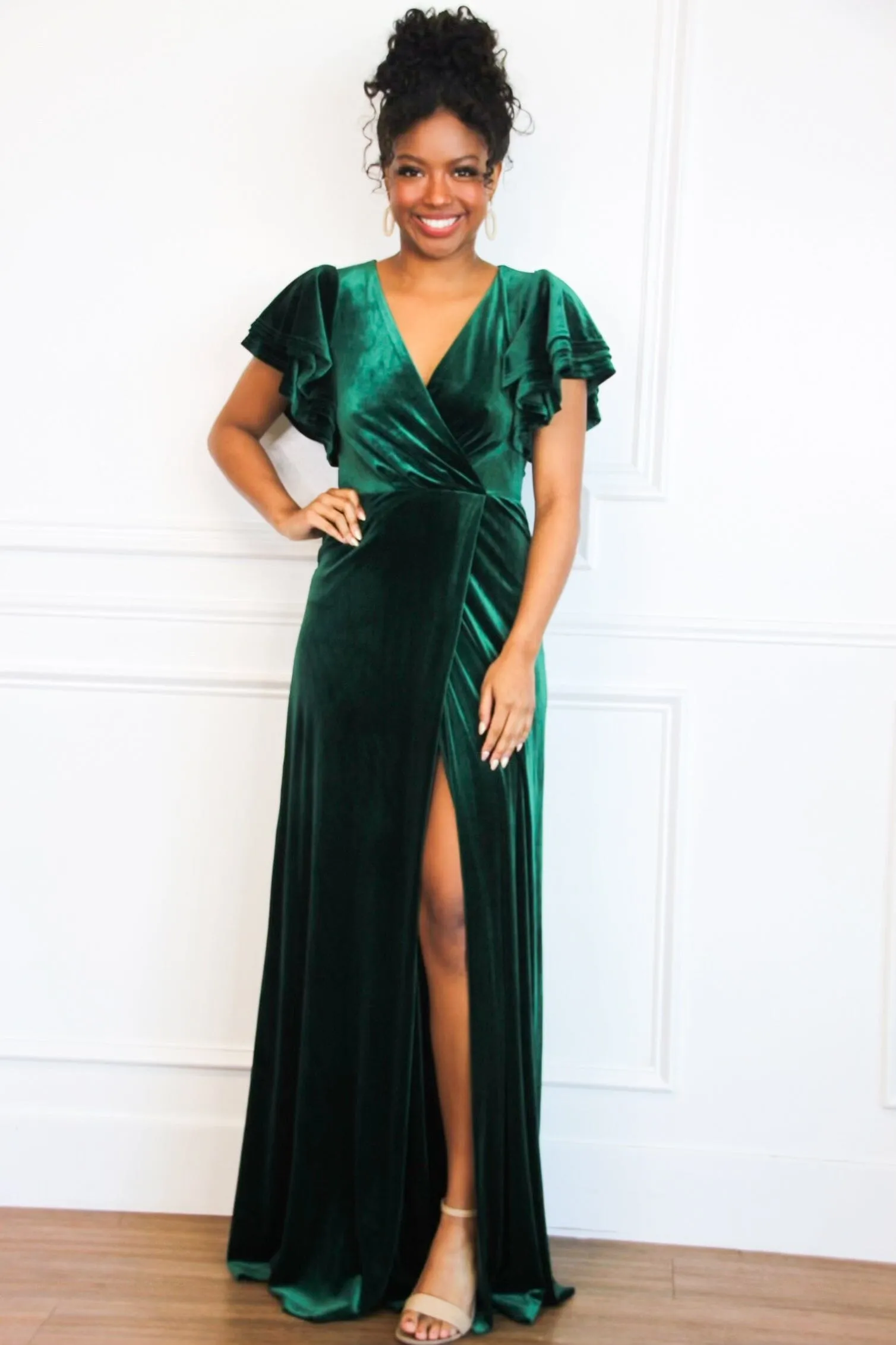 Campbell Velvet Maxi Dress: Emerald sold by Bella and Bloom
