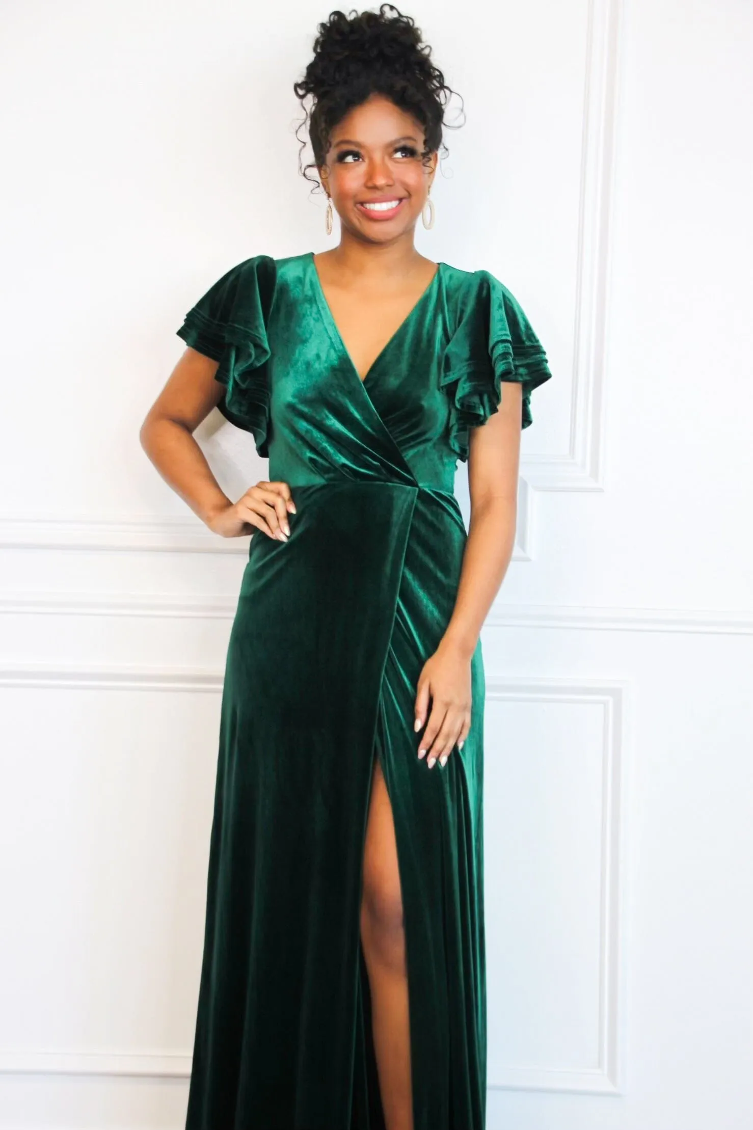 Campbell Velvet Maxi Dress: Emerald sold by Bella and Bloom product image thumbnail 2