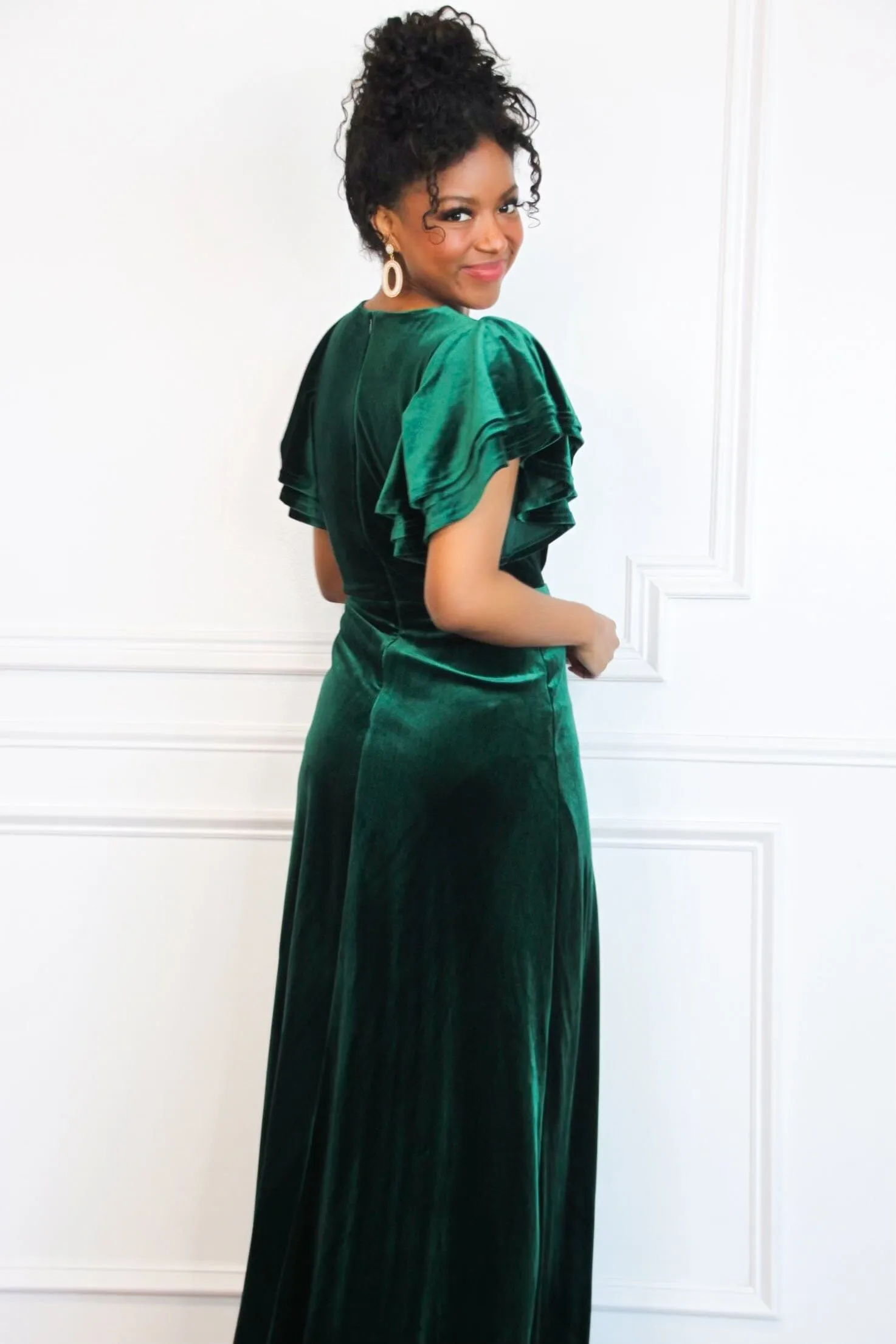 Campbell Velvet Maxi Dress: Emerald sold by Bella and Bloom product image thumbnail 3