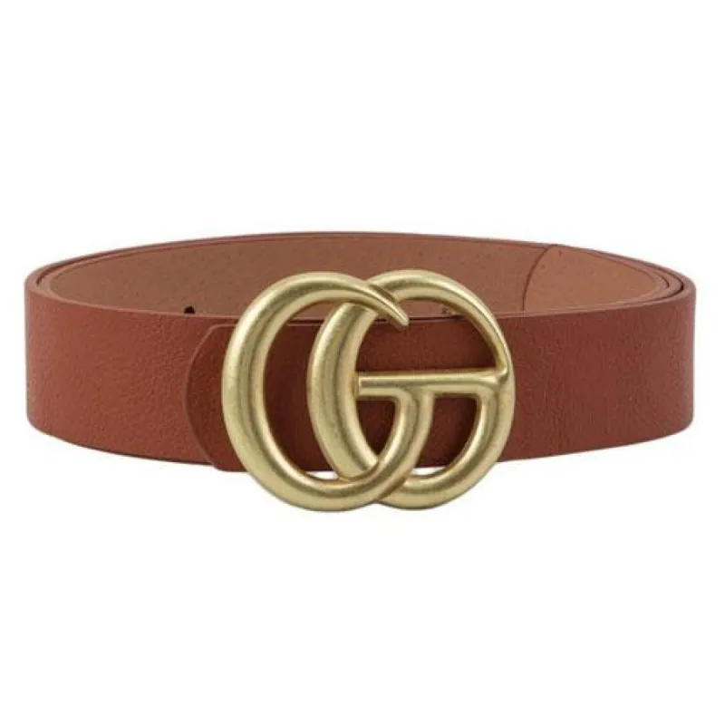 RESTOCK: Label Lover Belt: Cognac/Antique Gold sold by Bella and Bloom