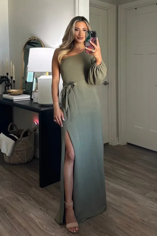 Spin You Around Maxi Dress: Olive sold by Bella and Bloom