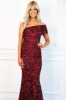 Glimpse of Heaven Sequin One Shoulder Formal Dress: Burgundy sold by Bella and Bloom