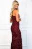 Glimpse of Heaven Sequin One Shoulder Formal Dress: Burgundy sold by Bella and Bloom