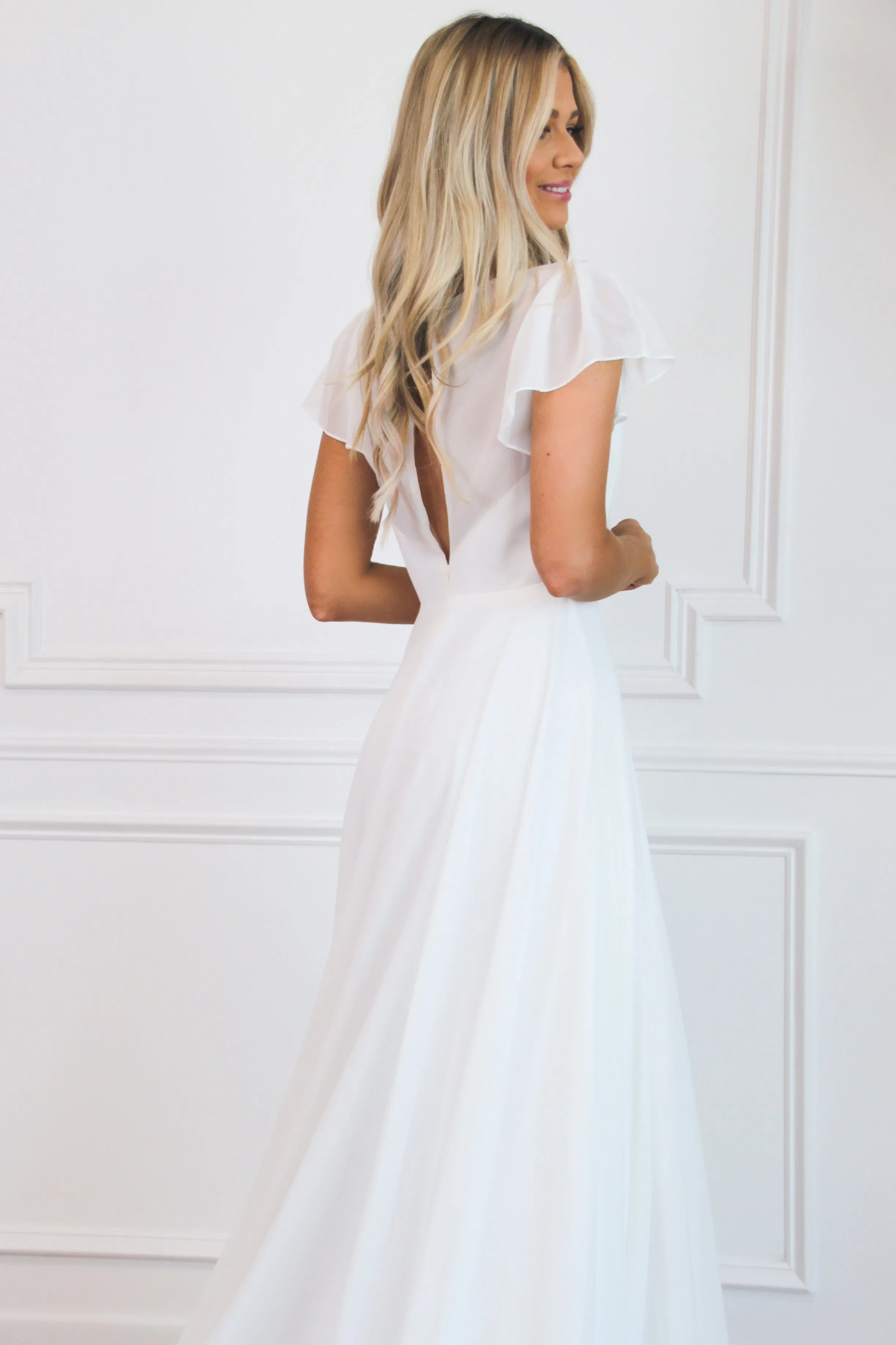 Never Let You Go Chiffon Wedding Dress: White sold by Bella and Bloom product image thumbnail 2