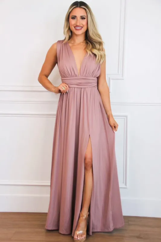 Selma V Neck Maxi Dress: Blush sold by Bella and Bloom