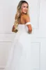 Azia Bustier Cape Sequin Off Shoulder Maxi Dress: White sold by Bella and Bloom