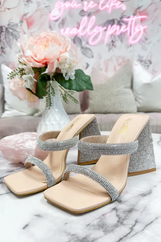 Yasmin Embellished Block Heels: Nude sold by Bella and Bloom