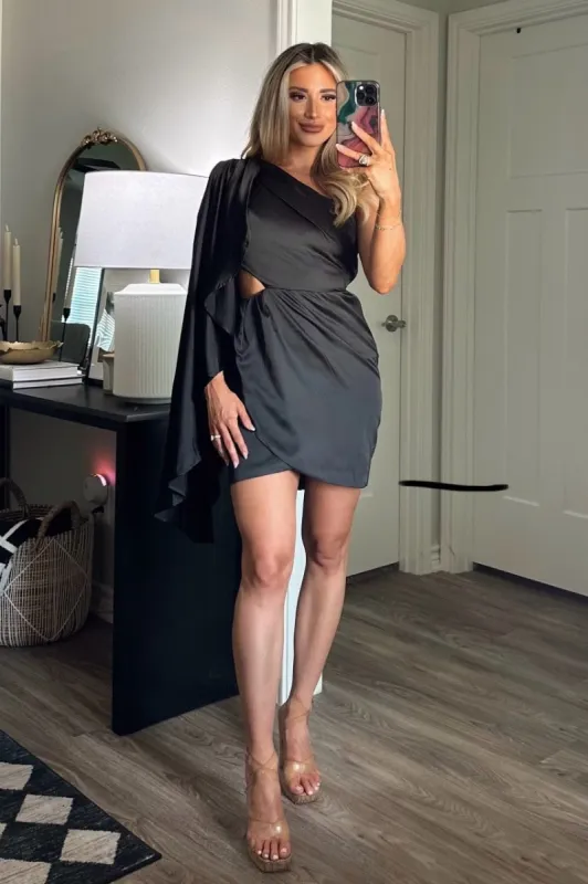 A Little Extra One Shoulder Dress: Black sold by Bella and Bloom