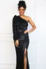 Pippa One Shoulder Sequin Maxi Dress: Black sold by Bella and Bloom
