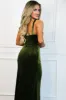 Sierra Velvet Bustier Slit Formal Dress: Olive sold by Bella and Bloom