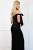 Southern Class Bow Sleeve Formal Dress: Black Velvet sold by Bella and Bloom
