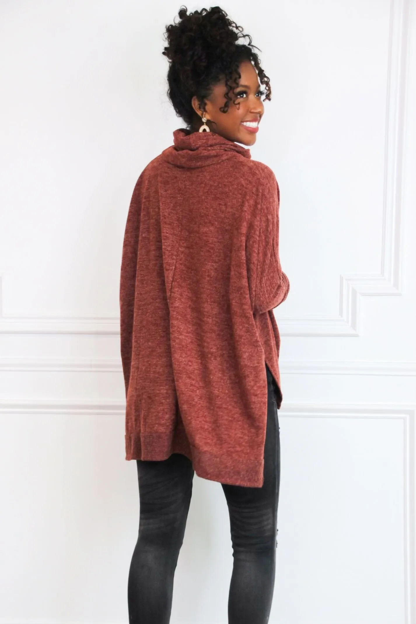 Cozy Chic Oversized Sweater: Brick sold by Bella and Bloom product image thumbnail 2