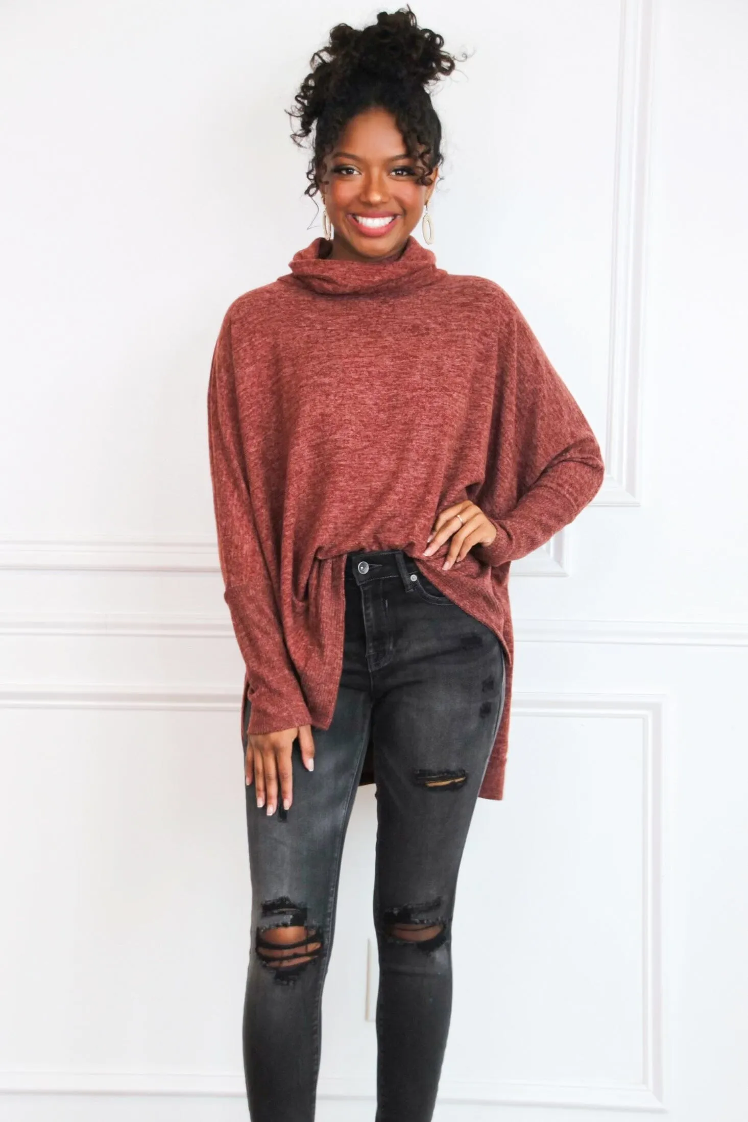 Cozy Chic Oversized Sweater: Brick sold by Bella and Bloom product image thumbnail 3