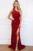Gianna One Shoulder Open Back Sequin Formal Dress: Red sold by Bella and Bloom