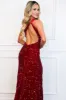 Gianna One Shoulder Open Back Sequin Formal Dress: Red sold by Bella and Bloom