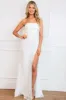 Hello Lover Bow Back Shimmer Lace Maxi Dress: White sold by Bella and Bloom