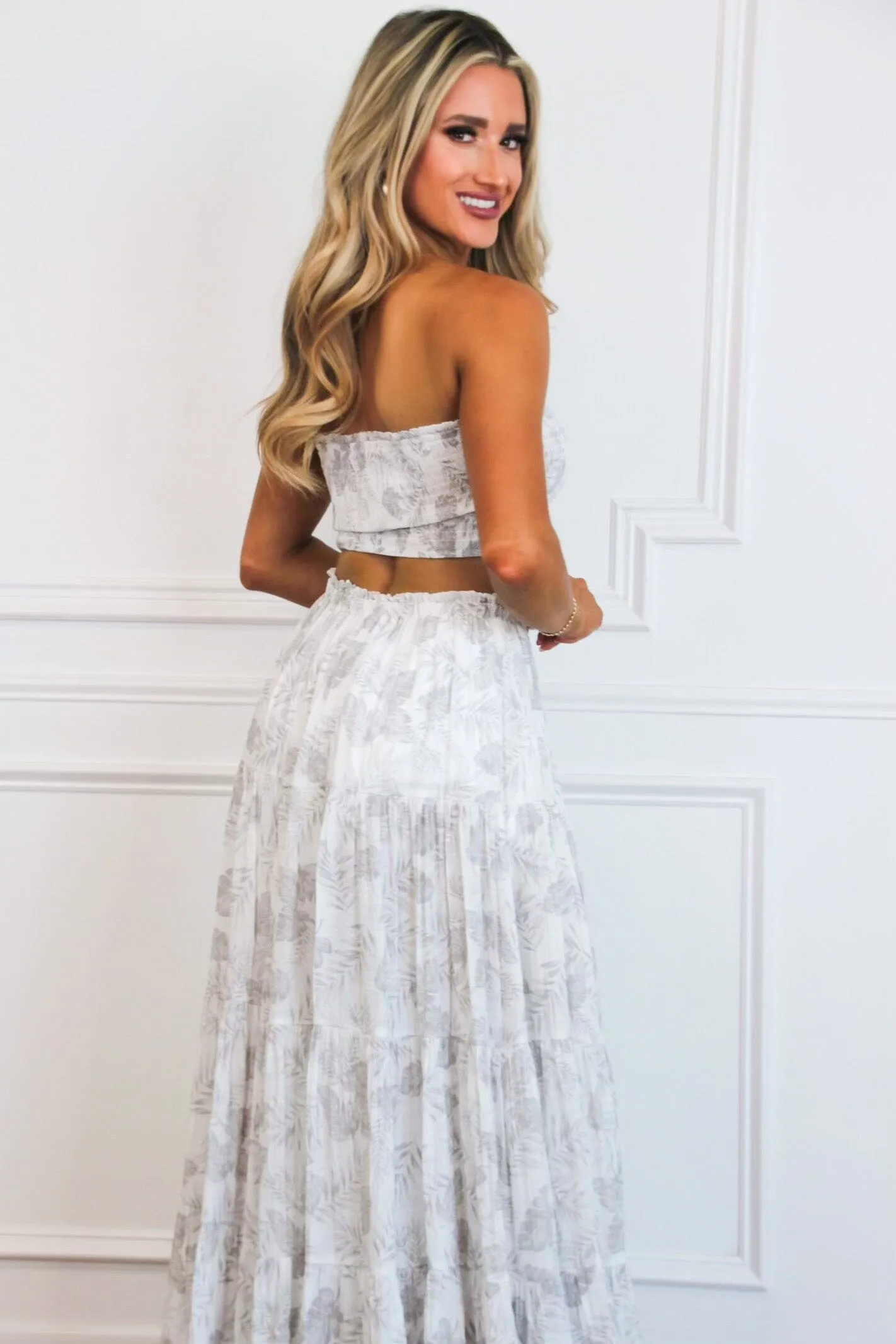 Never Letting Go Two Piece Set: White/Gray sold by Bella and Bloom product image thumbnail 3