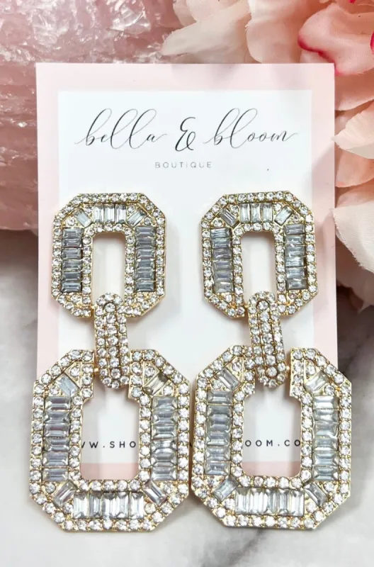 Full Glam Embellished Earrings: Gold sold by Bella and Bloom