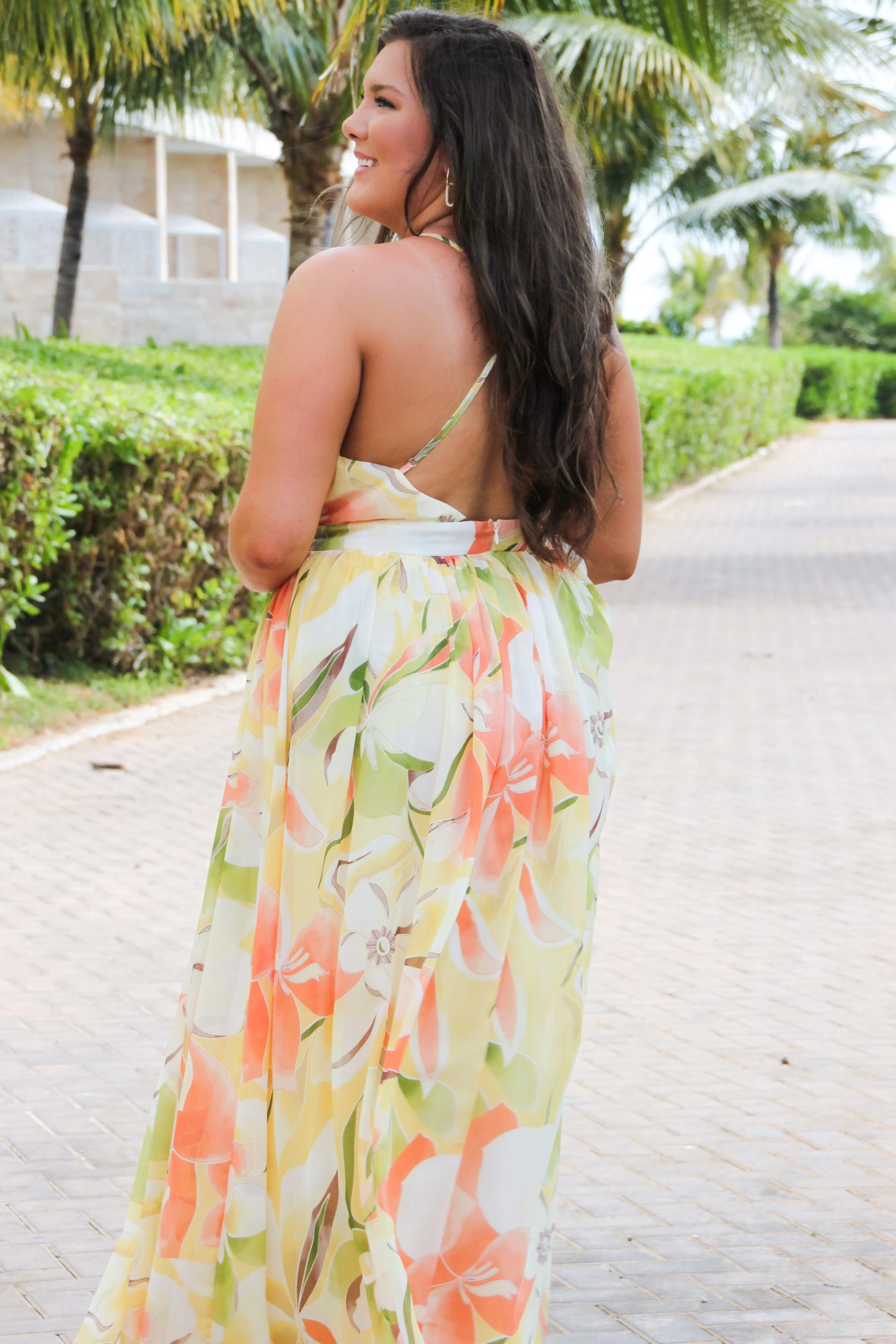 Head in the Clouds Maxi Dress: Yellow Multi sold by Bella and Bloom product image thumbnail 4